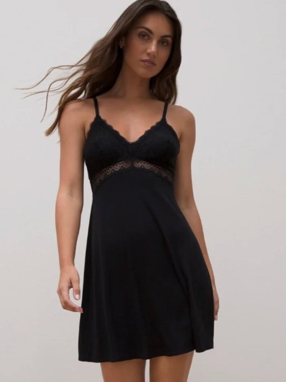 NWT Soma Cool Nights Lace and Satin Chemise, size XXL, Black